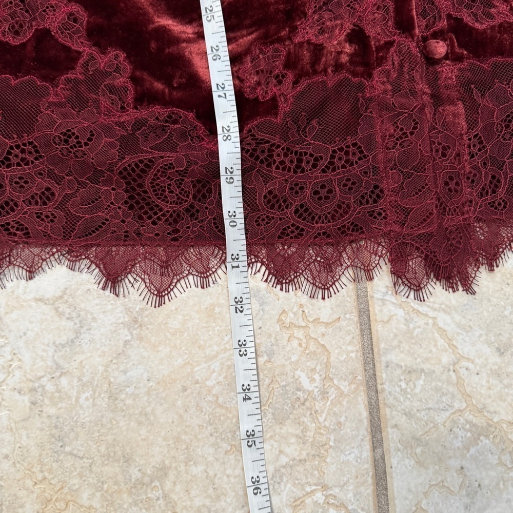 Soft Surroundings Eden Velvet and Lace Top Cabernet 1X - Picture 8 of 9
